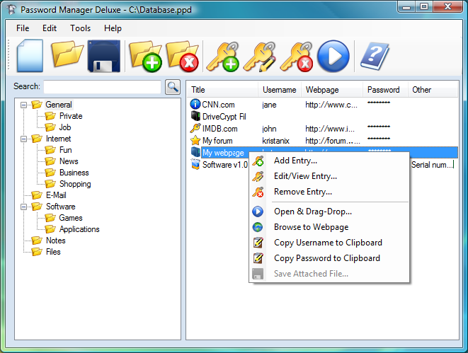 Password Manager Deluxe 3.8262 screenshot